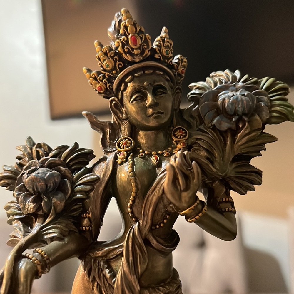 Tibetan Goddess Green Tara Figurine Collectible Al-4949STAT. - Picture 2 of 5